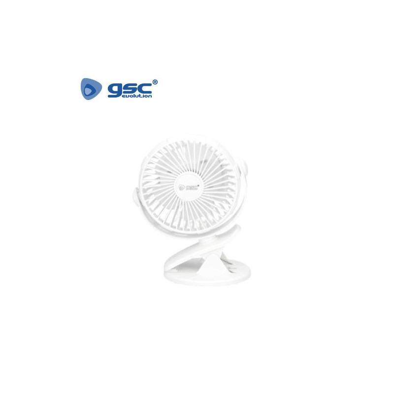 Mini ventilador de sobremesa 3W USB tipo clip Blanco Fune GSC C1/20