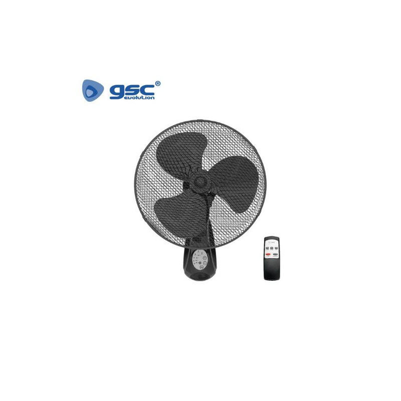Ventilador de pared 45W con mando Diámetro 43cm Negro Sautar GSC C1/1