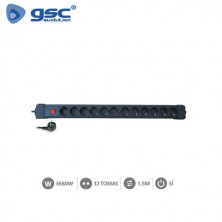 Base 12 Tomas TT 3x1,5mm 1,5 metros de cable con interruptor Serie Mega GSC C1/20