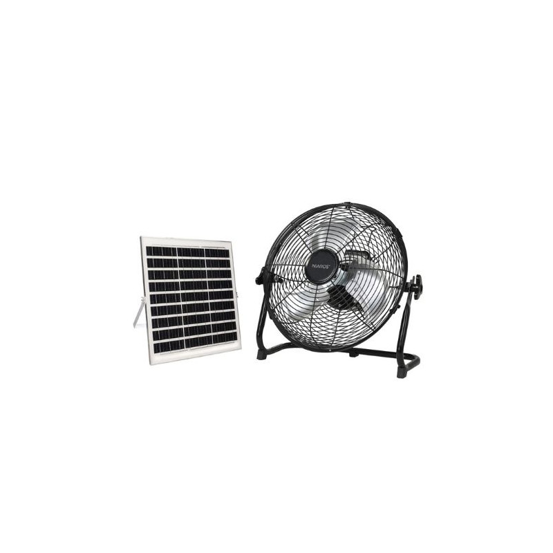 Kit ventilador metálico de suelo y panel solar Nuoro Diámetro 36cm 15W motor DC Negro GSC