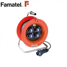 Enrollacable 30m 3x1,5mm 4 tomas Schuko con neopreno IP67 220V FAMATEL