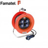 Enrollacable 50m 3x1,5mm 4 tomas Schuko con clavija schuko con neopreno IP67 220V FAMATEL