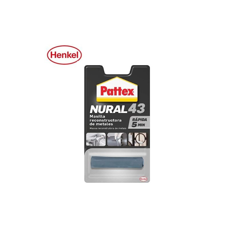Pattex Nural 43 Blister Barra 48 g - Masilla reconstructora de metales 5 minutos -