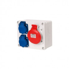 Caja estanca 2 Tomas Schuko 2P+TT 1 T CETAC 3P+T 135x160x83mm FAMATEL