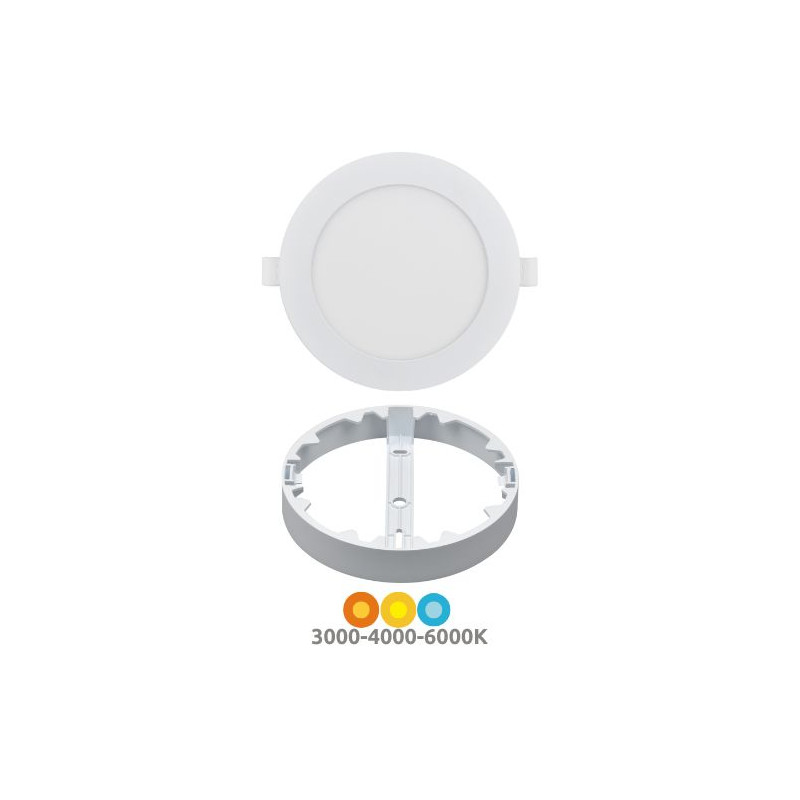 Downlight GORT MULTIPLEX Redondo 12/18/24w CCT Ajustable tono luz y watios Blanco IP54 SILVER