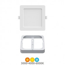 Downlight GORT MULTIPLEX Cuadrado 6/9/12w CCT Ajustable tono luz y watios Blanco IP54 SILVER