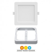 Downlight GORT MULTIPLEX Cuadrado 9/13,5/18w CCT Ajustable tono luz y watios Blanco IP54 SILVER
