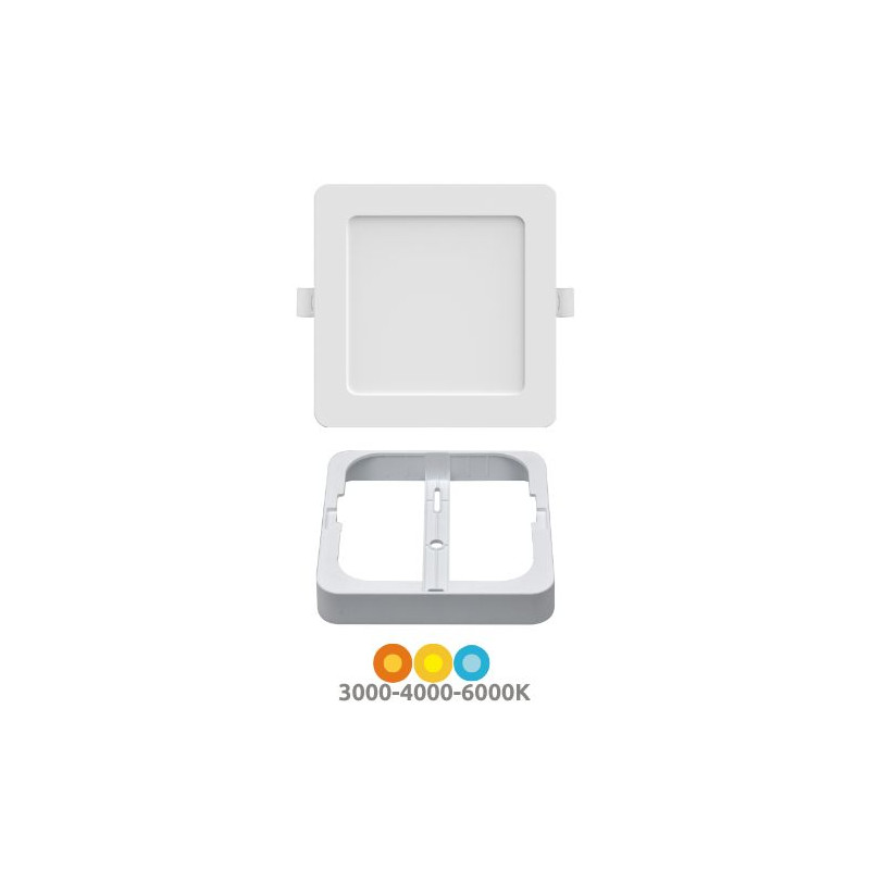 Downlight GORT MULTIPLEX Cuadrado 9/13,5/18w CCT Ajustable tono luz y watios Blanco IP54 SILVER