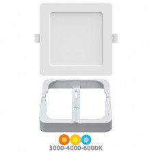 Downlight GORT MULTIPLEX Cuadrado 12/18/24w CCT Ajustable tono luz y watios Blanco IP54 SILVER