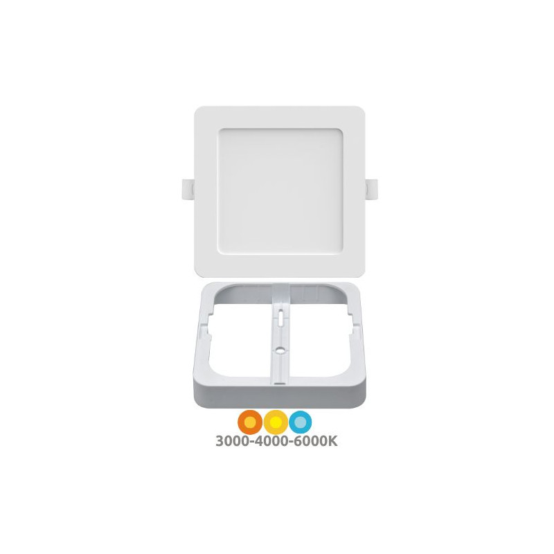 Downlight GORT MULTIPLEX Cuadrado 15/22,5/30w CCT Ajustable tono luz y watios Blanco IP54 SILVER