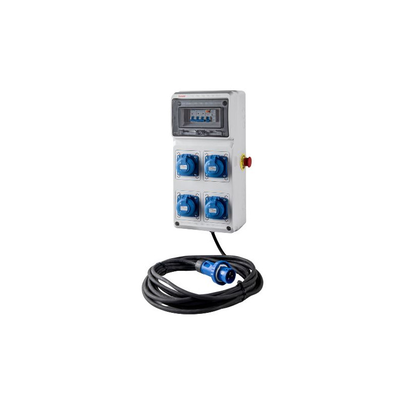 Caja superficie industrial 8 Elementos 4 tomas CETAC 2P+T 500x230x155mm Acqua IP65 FAMATEL