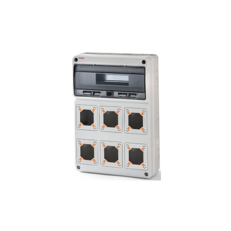 Caja superficie industrial 16 Elementos para 6 Tomas 500x330x155mm Acqua IP65 FAMATEL