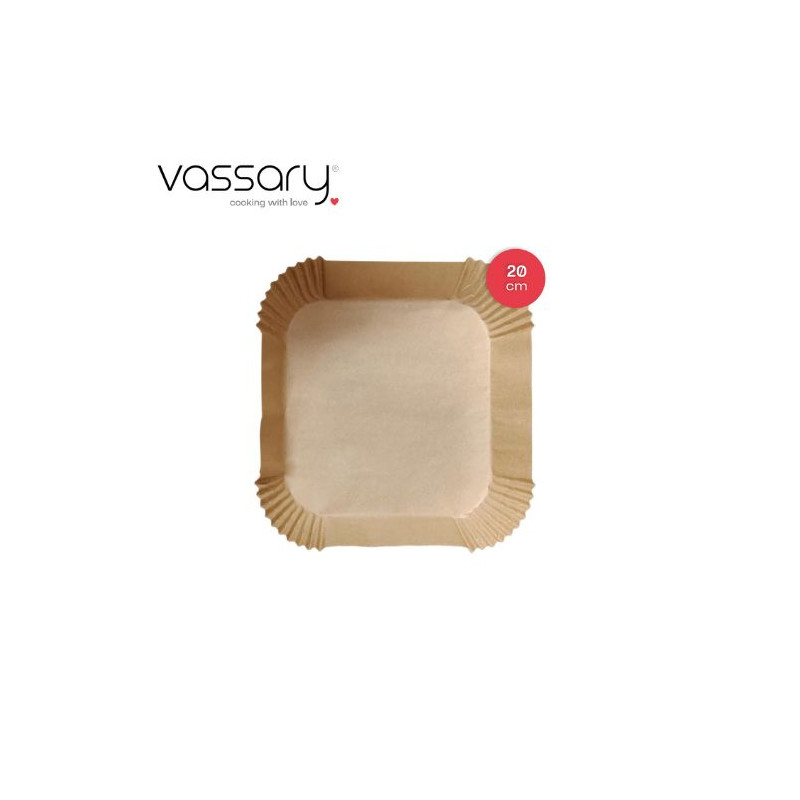 Pack 100 piezas papel para freidora de aire cuadrado 20cm VASSARY C1/24
