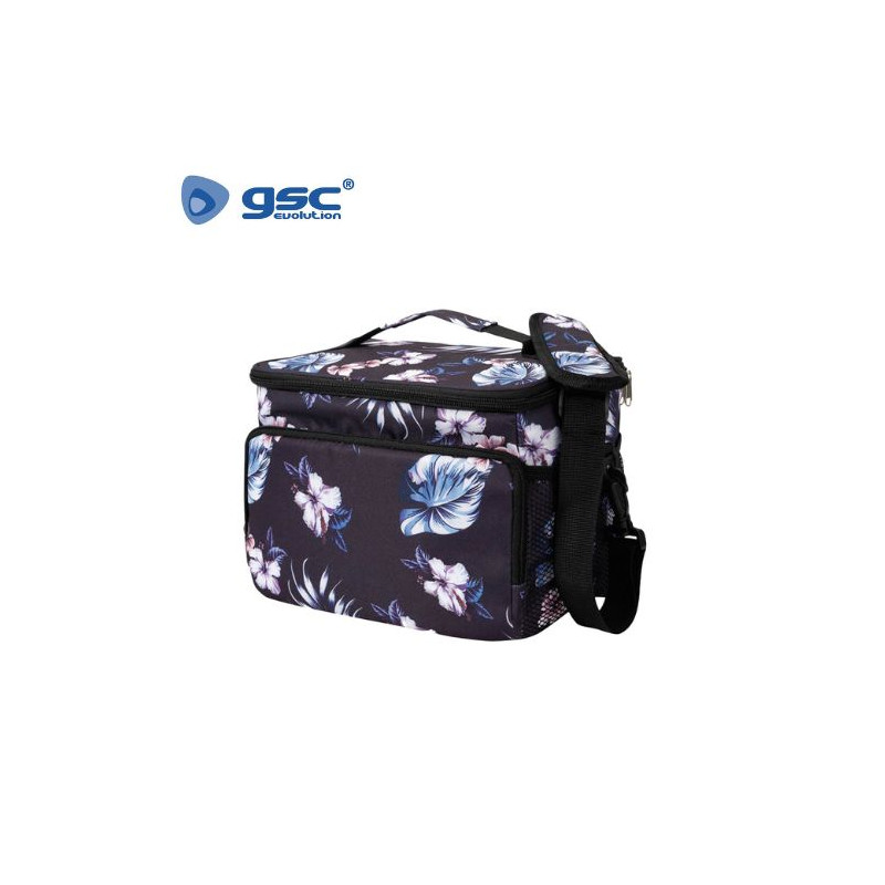 Bolsa térmica porta alimentos 8,5L Negra con flores GSC C1/30