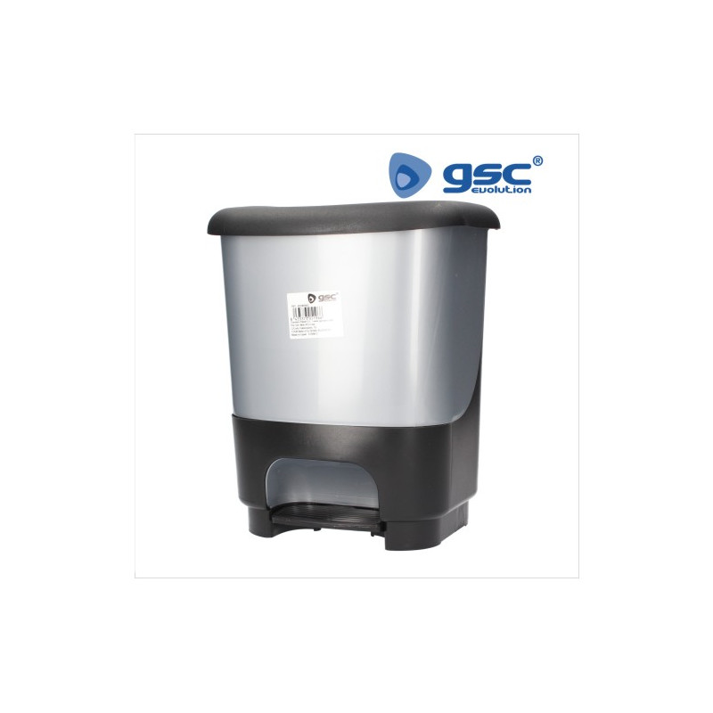 Cubo de basura con pedal 10L Negro/Plata GSC C1/4