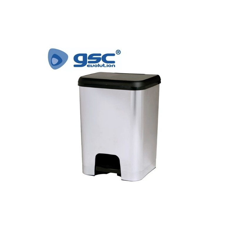 Cubo de basura con pedal 26L 330x290x450mm Negro/Plata GSC C1/1