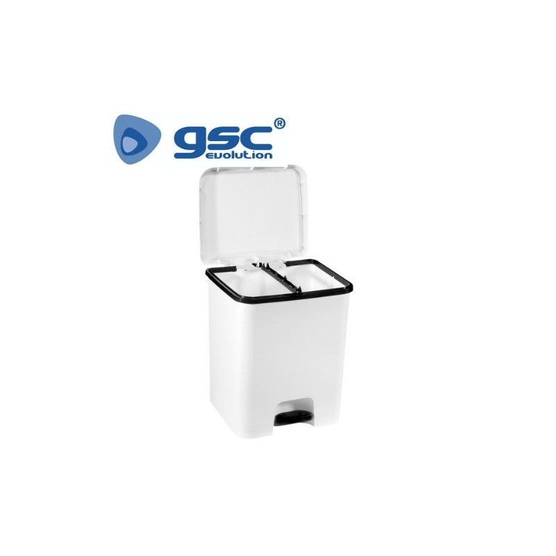 Cubo de basura con pedal y separador 52L 420x375x500mm Blanco/Negro GSC C1/1