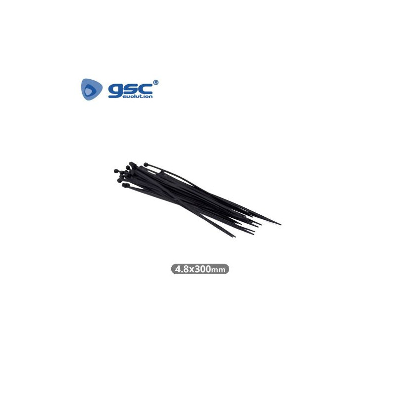 Bridas 100% Nylon 300mm x 4.8mm Negro Bolsa 25 unidades GSC C1/400