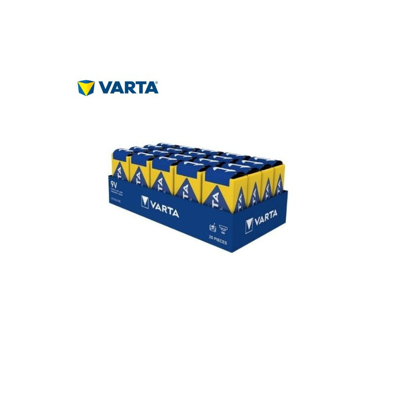 Pila Alcalina 9v 6LR61 Industrial Caja de 20 pilas VARTA