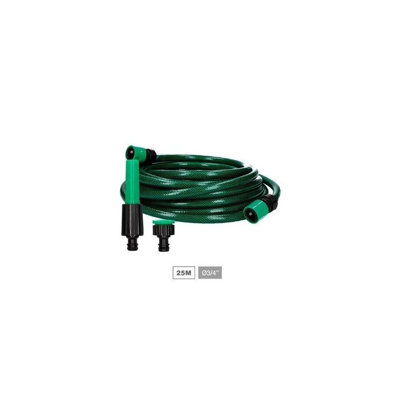 Kit manguera 25 metros Diámetro 3/4 pulgada 19mm (Antitorsión, 3 capas) Bairia NAVELIS