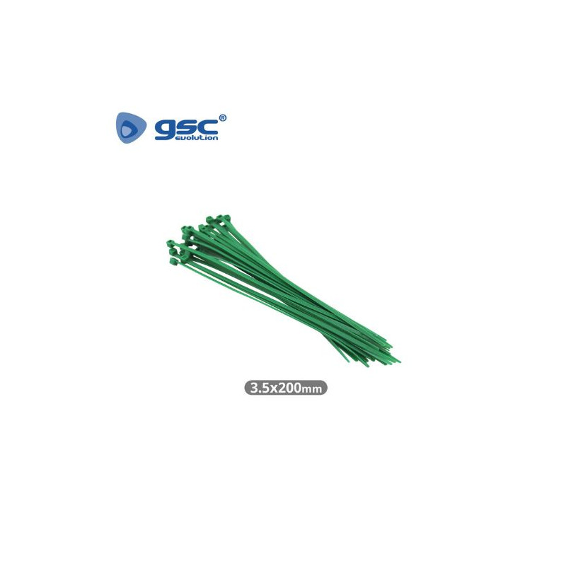 Bridas 100% Nylon 200mm x 3.5mm Verde Bolsa 25 unidades GSC C1/400
