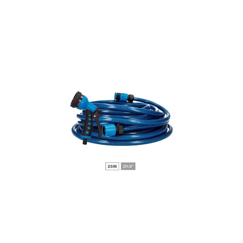 Kit manguera 25 metros Diámetro 3/4 pulgada 19mm (Antitorsión, 4 capas) Hisua NAVELIS