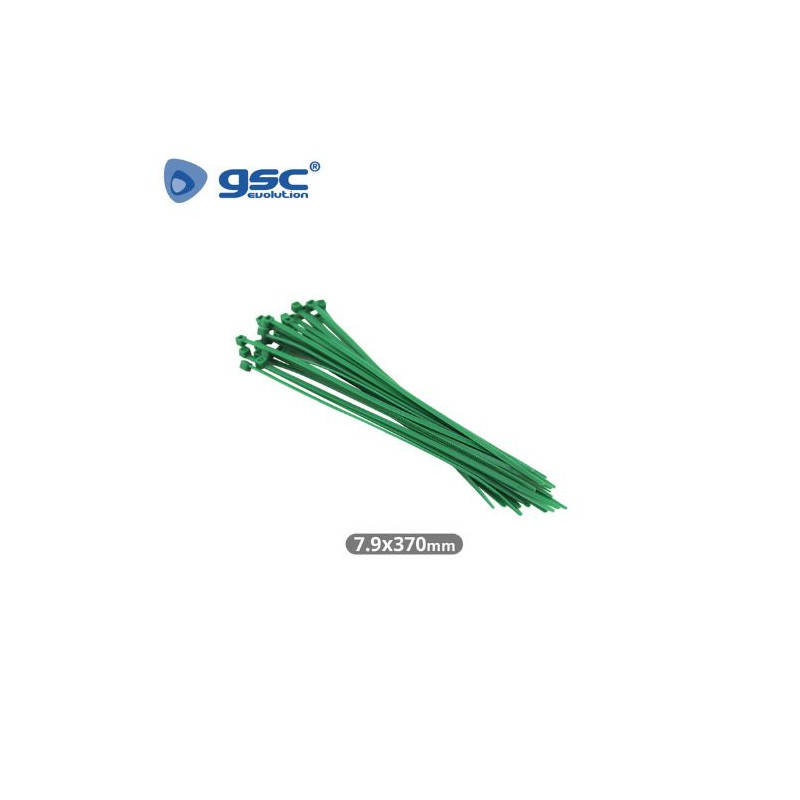 Bridas 100% Nylon 370mm x 7.9mm Verde Bolsa 25 unidades GSC C1/80