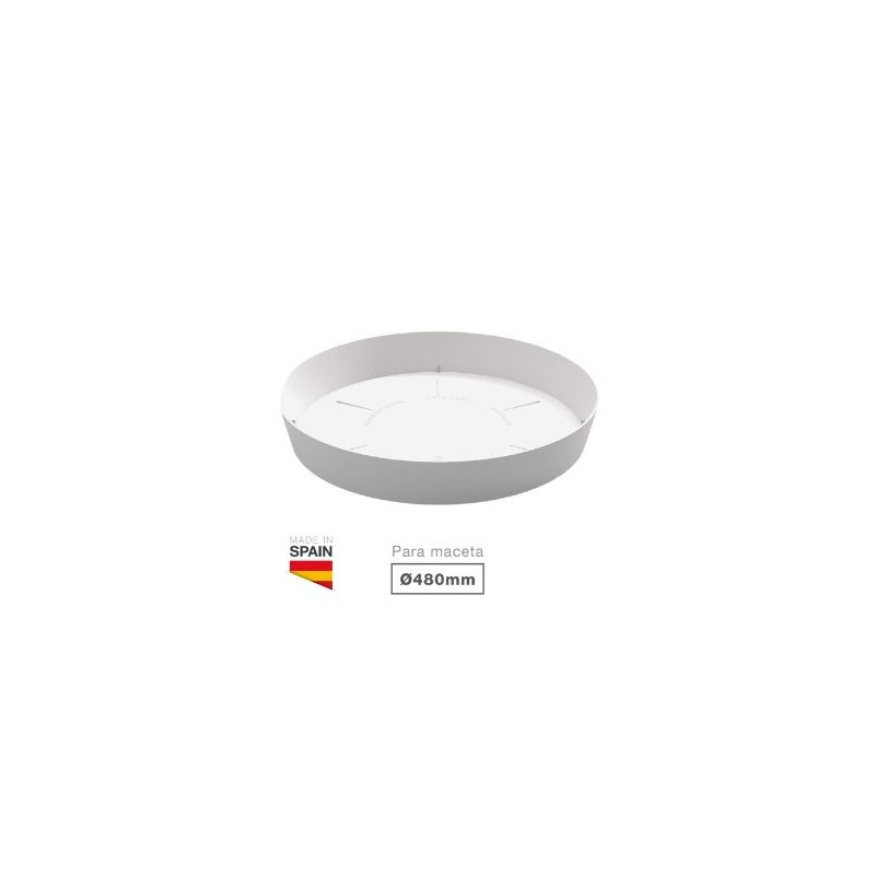 Plato para cuenco y maceta Tes y Doric Diámetro 480mm Blanco GSC