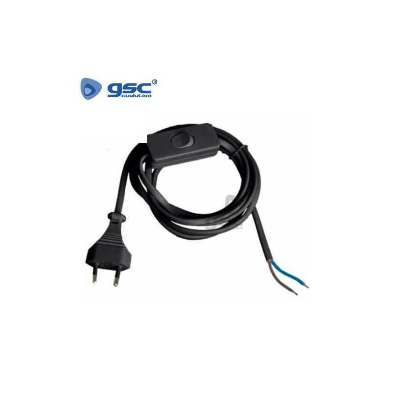 Conexion Cable plano Negro 2x0,75mm 1,5m con interruptor GSC C1/50