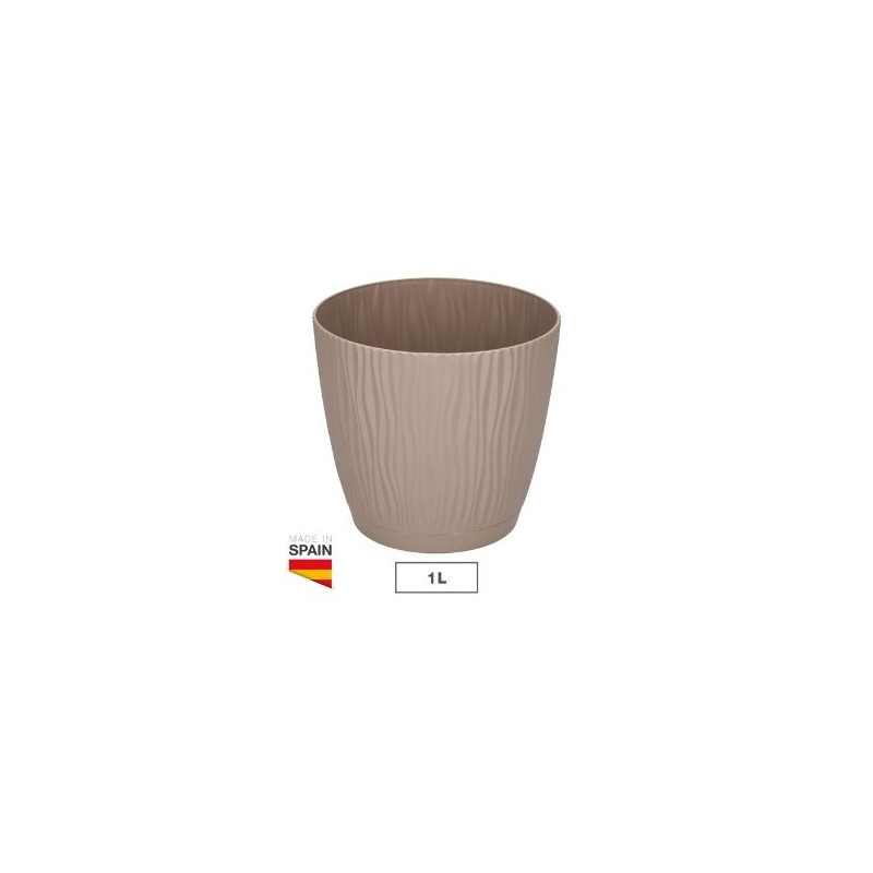 Maceta Oasis con plato integrado Diámetro 130mm Beige GSC