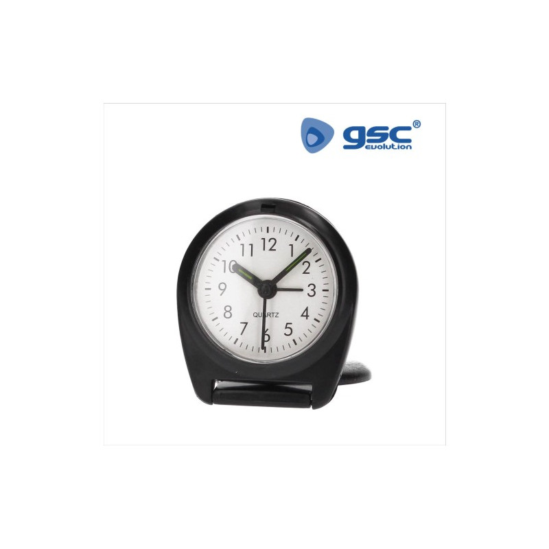 Reloj Despertador analógico de bolsillo/sobremesa 77x19x77mm con alarma Negro GSC C1/200