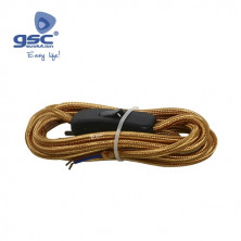 Cable textil 1,5m 2x0,75mm con clavija e interruptor Dorado GSC C1/100