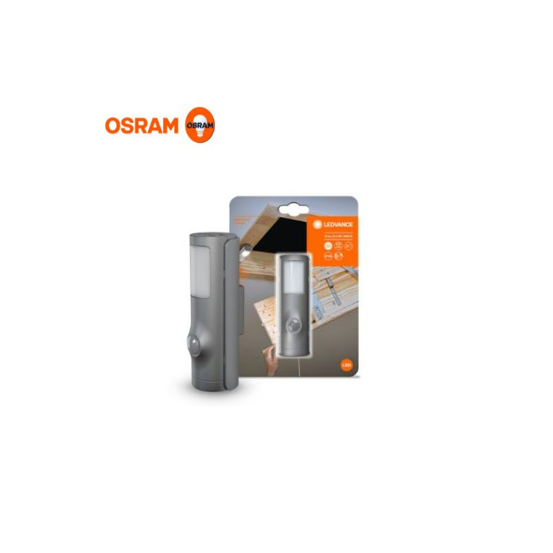 Luz con sensor 0,35w 4000k 10Lm 108x36x42mm Funciona a pilas IP54 NIGHTLUX Torch Plata OSRAM
