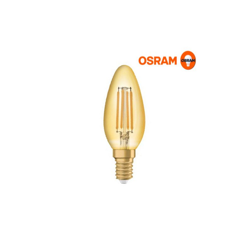 Bombilla Vela LED E14 4w 2400K 410Lm Filamento Gold OSRAM ÚLTIMAS UNIDADES