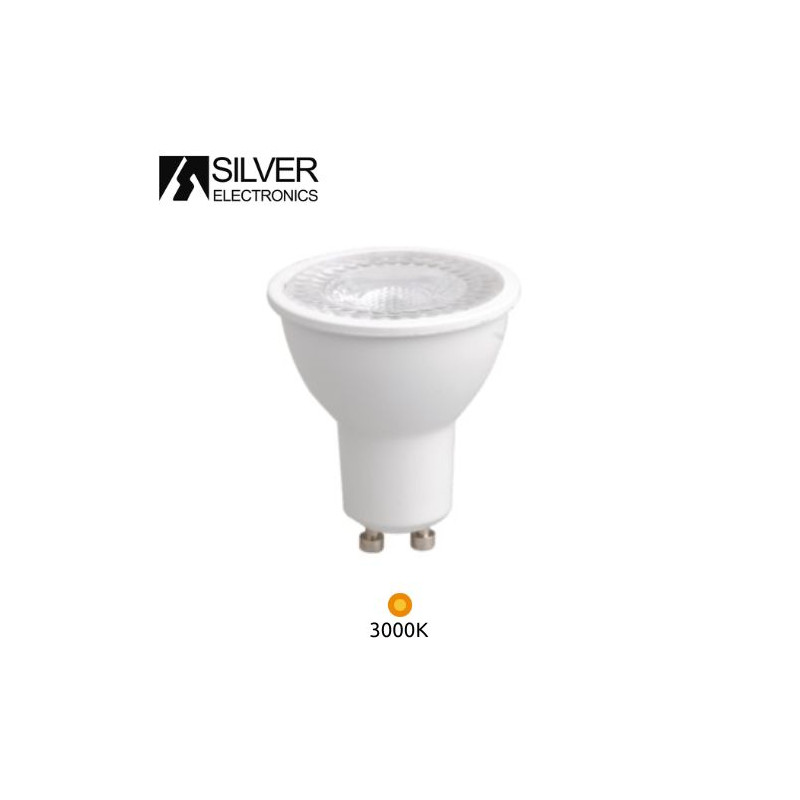 Bombilla Dicroica LED GU10 ((( REGULABLE ))) 8w 3000K 600Lm 220V PREMIUM SILVER C1