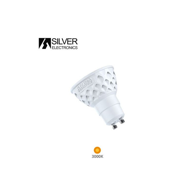 Bombilla Dicroica LED GU10 5w 3000K 470Lm Blanca PRO 220V PREMIUM SILVER