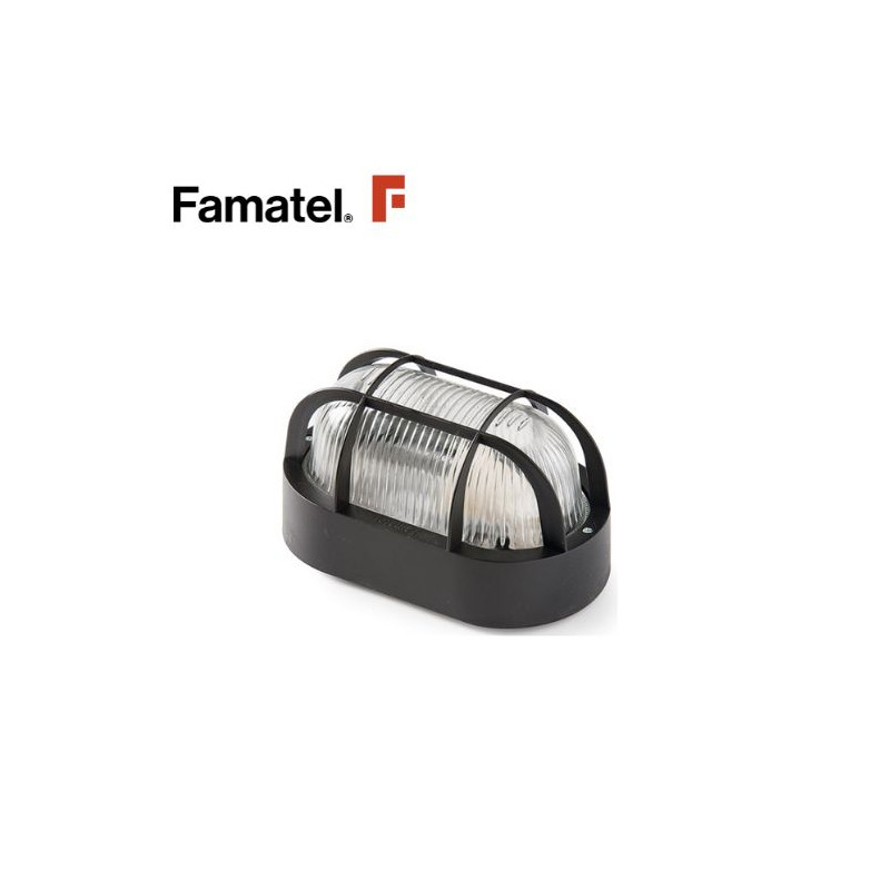 Aplique de pared Máx.60w E27 Ovalado Difusor cristal Negro IP44 FAMATEL C1