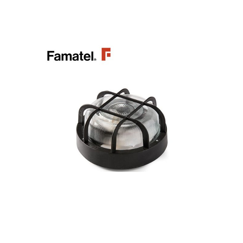 Aplique de pared Máx.100w E27 Redondo Difusor cristal Negro IP44 FAMATEL C1
