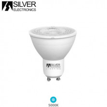 Bombilla Dicroica LED GU10 ((( REGULABLE ))) 8w 5000K 600Lm 220V PREMIUM SILVER C1