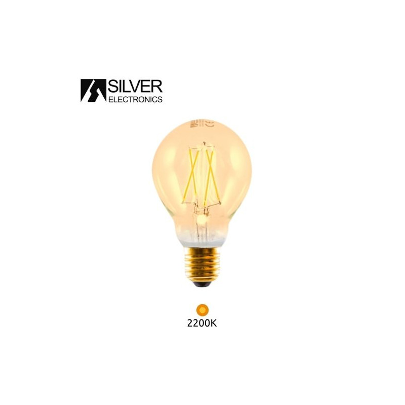Bombilla Estándar LED E27 3w 2200K 300Lm Filamento EDISON 220V SILVER