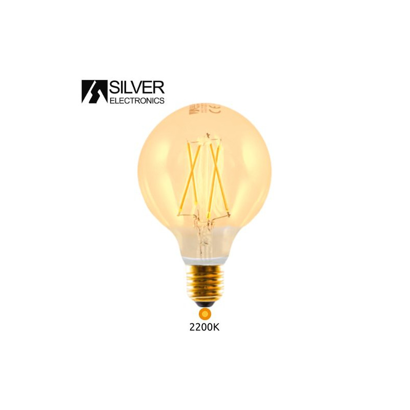 Bombilla Globo LED E27 G123 3w 2200K 330Lm Filamento EDISON 220V PREMIUM SILVER C1