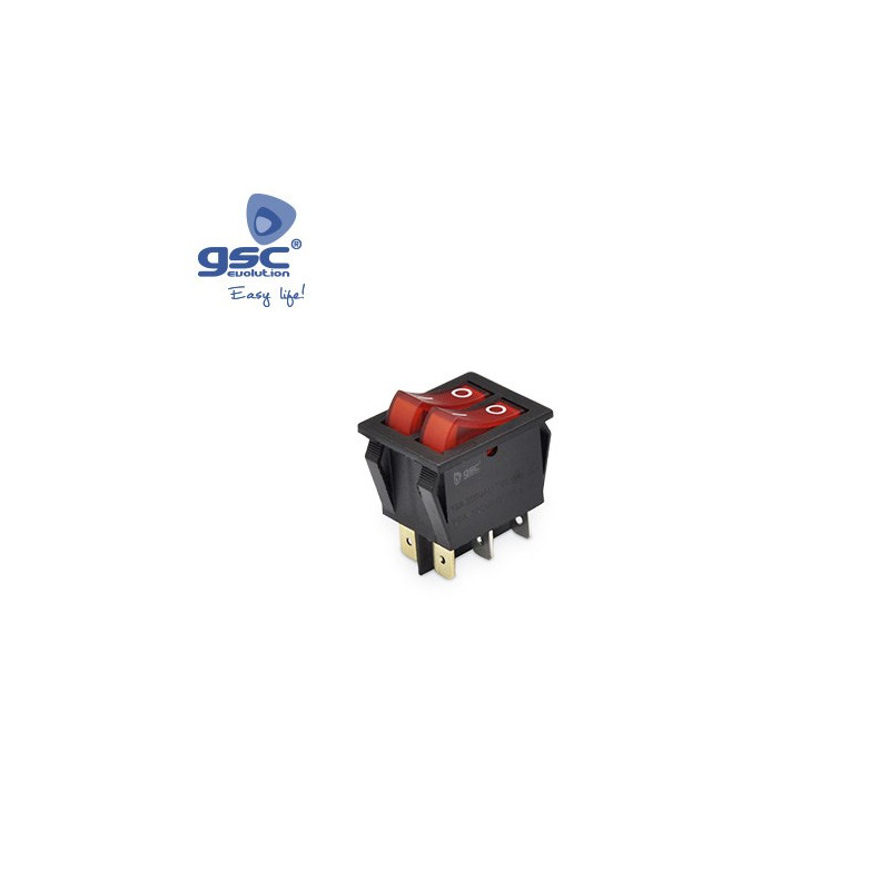 Interruptor DPDT ON OFF con luz 164A - 16A Bolsa 5 undiades GSC C10/100