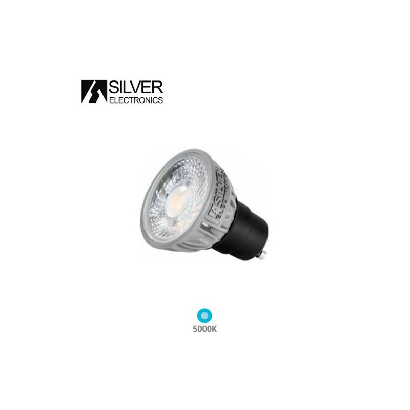 Bombilla Dicroica LED GU10 5w 5000K 470Lm Gris PRO 220V PREMIUM SILVER C10