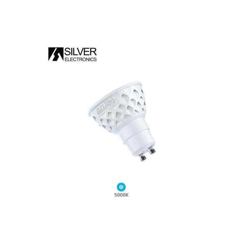 Bombilla Dicroica LED GU10 5w 5000K 470Lm Blanca PRO 220V PREMIUM SILVER