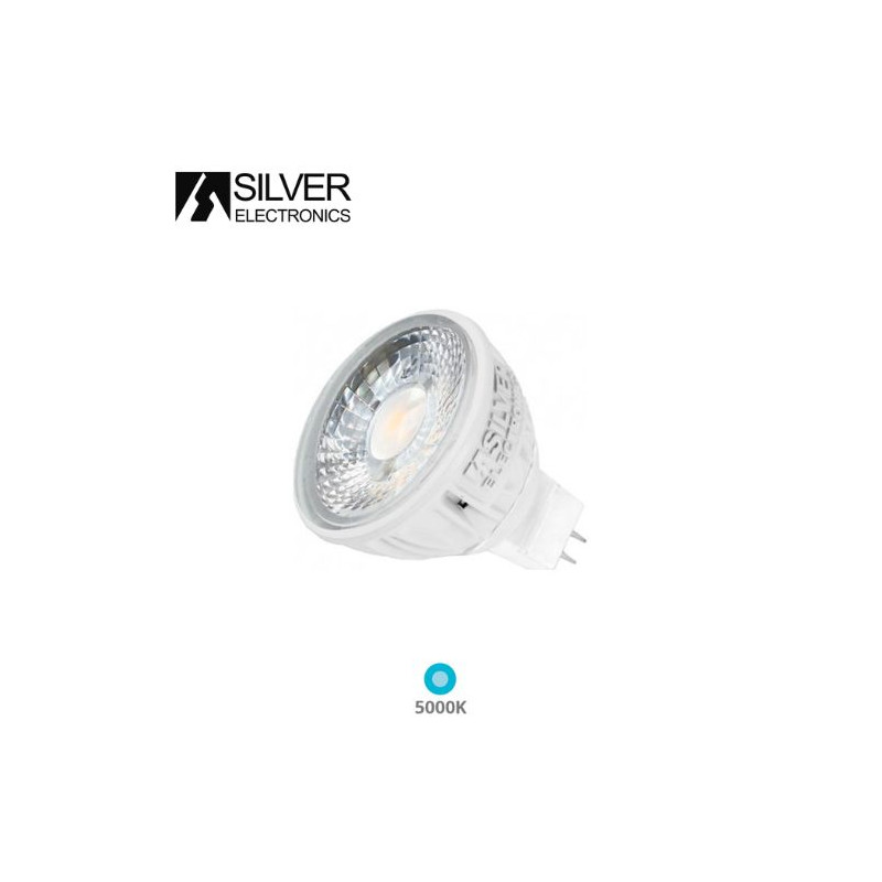 Bombilla Dicroica LED MR16 5w 5000K 470Lm Blanca PRO 12V PREMIUM SILVER C10
