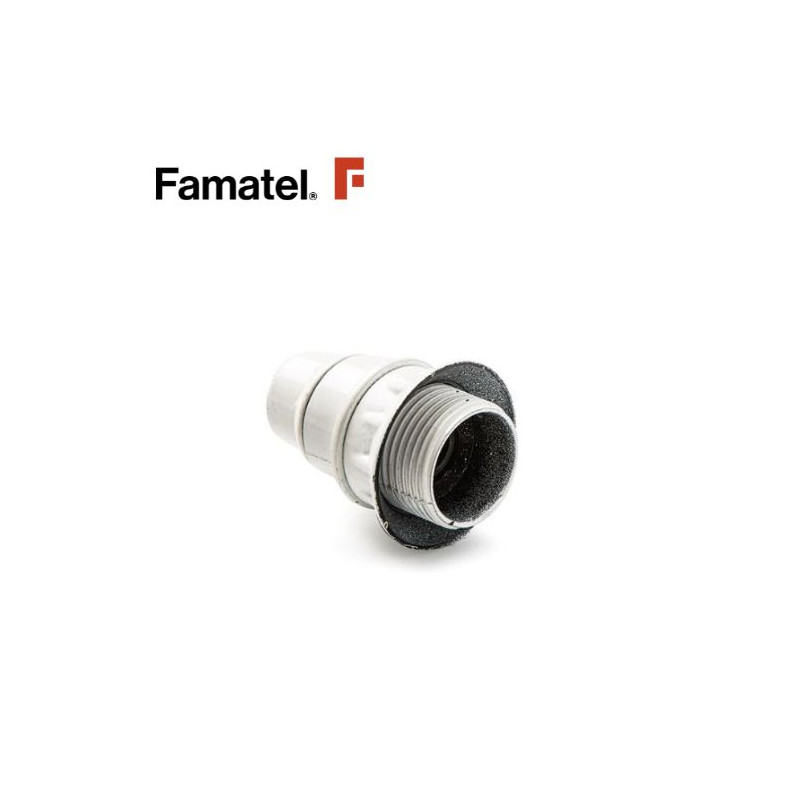 Portalámpara E14 Baquelita Roscado con arandela Blanco FAMATEL C60