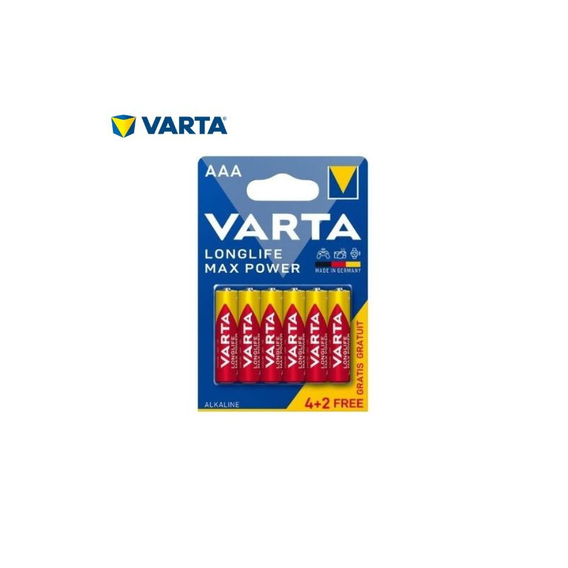 Pila Alcalina AAA LR03 1,5v Max Power Blíster 6 pilas VARTA