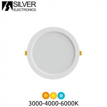 Downlight LED Redondo EMPOTRABLE 12w CCT Tono luz ajustable 1000Lm Marco Blanco GORT SILVER UUS