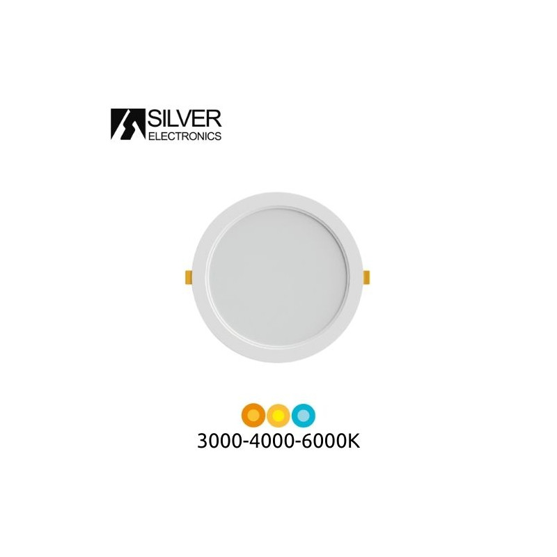 Downlight LED Redondo EMPOTRABLE 12w CCT Tono luz ajustable 1000Lm Marco Blanco GORT SILVER