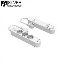 Base 3 Tomas TT 3x1,5mm 1,5 metros de cable c/ interr. + 2 Conexión USB (Tipo A+ Tipo C) SILVER C1/5